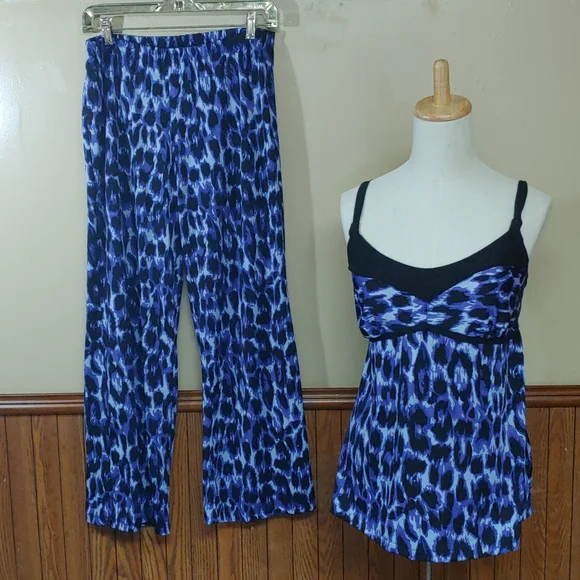 Leopard Print Sleeveless Pajama Set M - Picture 1 of 16